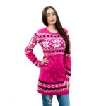 C3101 – Miss Lulu Ladies Christmas Jumper With Snowflake Pattern Large – Pink