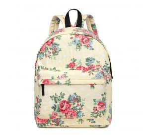 E1401F - Miss Lulu Large Backpack Flower Polka Dot - Beige