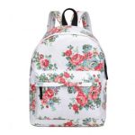 E1401F – Miss Lulu Large Backpack Flower Polka Dot – White