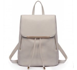 E1669 - Miss Lulu Faux Leather Stylish Fashion Backpack - Light Grey