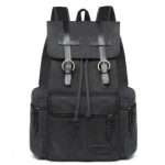 E1672 – Kono Large Multi Function Leather Details Canvas Backpack – Black