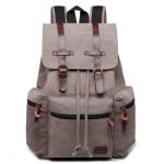 E1672 – Kono Large Multi Function Leather Details Canvas Backpack – Grey