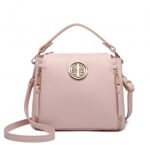 E1851 – Miss Lulu Leather Look Dual Zipped Handbag – Pink