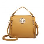 E1851 – Miss Lulu Leather Look Dual Zipped Handbag – Yellow