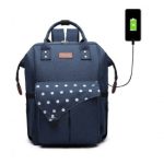 E1945 – KONO POLKA DOT MATERNITY BACKPACK BAG WITH USB CONNECTIVITY – NAVY