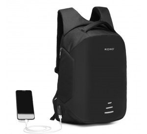 E1946 - KONO REFLECTIVE USB CHARGING INTERFACE BACKPACK - BLACK