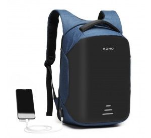 E1946 - KONO REFLECTIVE USB CHARGING INTERFACE BACKPACK - NAVY