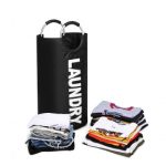 E1952 – KONO COLLAPSIBLE FABRIC LAUNDRY BASKET HAMPER – BLACK