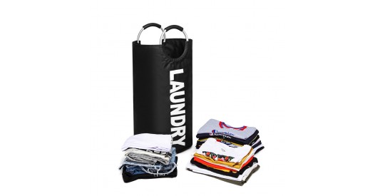 E1952 - KONO COLLAPSIBLE FABRIC LAUNDRY BASKET HAMPER - BLACK