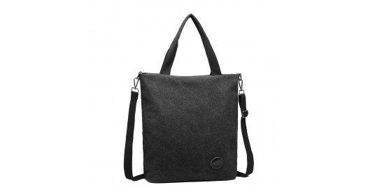E1965 - Kono Large Canvas Unisex Messenger Bag - Black