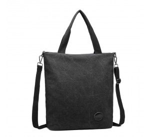 E1965 - Kono Large Canvas Unisex Messenger Bag - Black