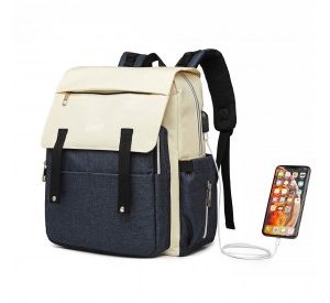 E1970 - Kono Multi Compartment Baby Changing Backpack with USB Connectivity - Navy