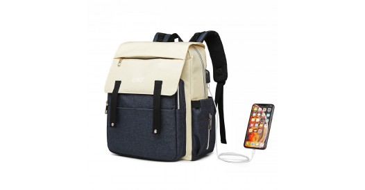 E1970 - Kono Multi Compartment Baby Changing Backpack with USB Connectivity - Navy