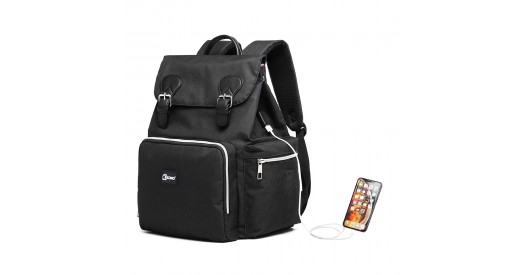 E1976 – Kono Travel Baby Changing Backpack with USB Charging Interface – Black