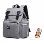 E1976 – Kono Travel Baby Changing Backpack with USB Charging Interface – Grey