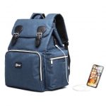 E1976 – Kono Travel Baby Changing Backpack with USB Charging Interface – Navy