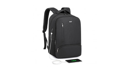 E1978 - Kono Multi Compartment Backpack with USB Connectivity - Black