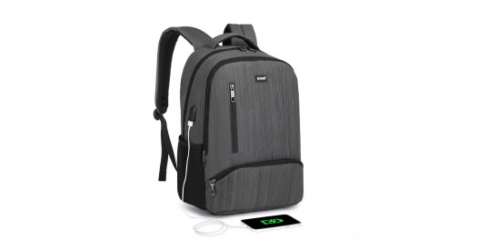 E1978 - Kono Multi Compartment Backpack with USB Connectivity - Grey