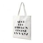 E2006 – Kono Canvas Alphabet Shopper Tote Bag – Natural/White