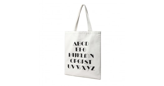 E2006 - Kono Canvas Alphabet Shopper Tote Bag - Natural/White
