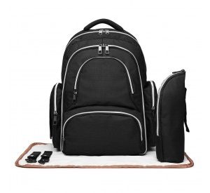E6706 - Kono Large Capacity Multi Function Baby Diaper Backpack - Black
