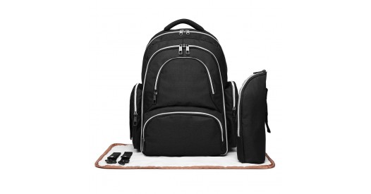 E6706 - Kono Large Capacity Multi Function Baby Diaper Backpack - Black