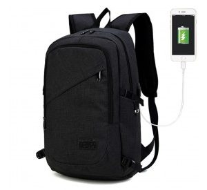 E6715 - Kono Business Laptop Backpack with USB Charging Port - Black