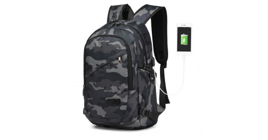 E6715 - Kono Business Laptop Backpack with USB Charging Port - Camo