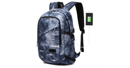E6715 - Kono Business Laptop Backpack with USB Charging Port - Cloudy Blue