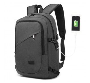 E6715 - Kono Business Laptop Backpack with USB Charging Port - Dark Grey