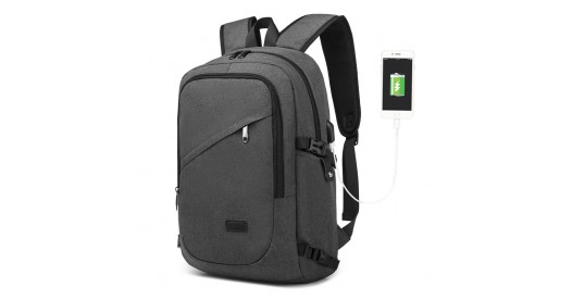 E6715 - Kono Business Laptop Backpack with USB Charging Port - Dark Grey