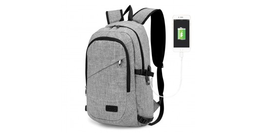 E6715 - Kono Business Laptop Backpack with USB Charging Port - Grey
