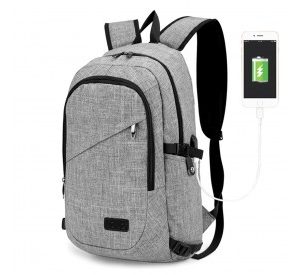 E6715 - Kono Business Laptop Backpack with USB Charging Port - Grey
