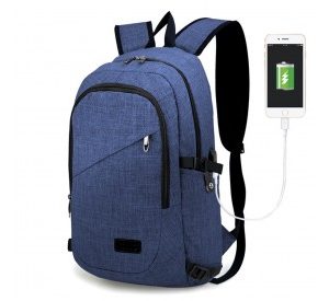 E6715 - Kono Business Laptop Backpack with USB Charging Port - Navy Blue