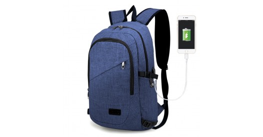 E6715 - Kono Business Laptop Backpack with USB Charging Port - Navy Blue