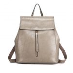 E6833 – MISS LULU Vintage Oil-Wax Faux Leather Backpack – Grey