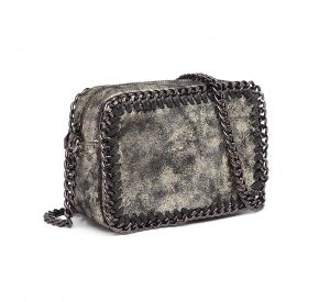 E6846 - Miss Lulu Metallic Effect Leather Look Chain Shoulder Bag - Gold