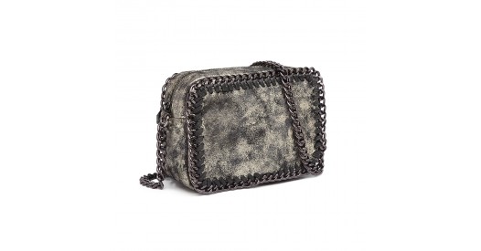 E6846 - Miss Lulu Metallic Effect Leather Look Chain Shoulder Bag - Gold