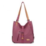 E6850-1 – Kono Casual Canvas Dual-Use Bag Large Capacity Shoulder Bag and Backpack – Fuchsia