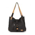 E6850-1 – Kono Casual Canvas Dual-Use Bag Large Capacity Shoulder Bag and Backpack – Black