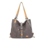 E6850-1 – Kono Casual Canvas Dual-Use Bag Large Capacity Shoulder Bag and Backpack – Grey