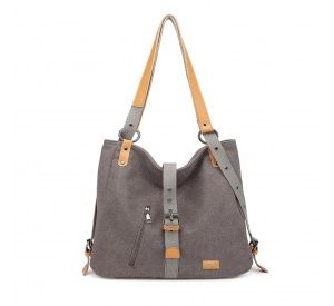 E6850-1 - Kono Casual Canvas Dual-Use Bag Large Capacity Shoulder Bag and Backpack - Grey