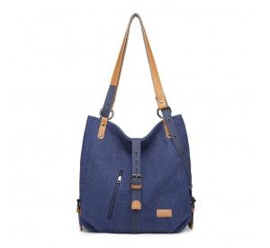 E6850-1 - Kono Casual Canvas Dual-Use Bag Large Capacity Shoulder Bag and Backpack - Navy