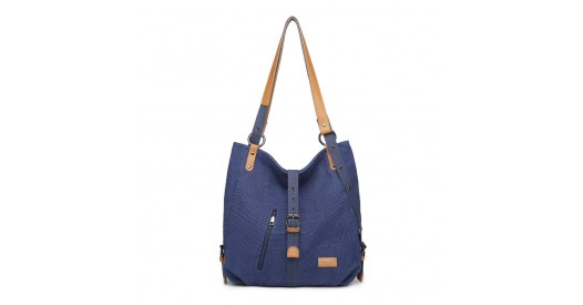 E6850-1 - Kono Casual Canvas Dual-Use Bag Large Capacity Shoulder Bag and Backpack - Navy