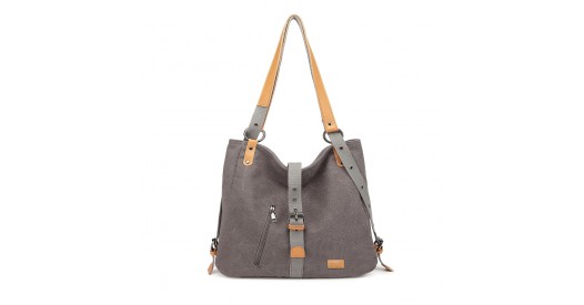 E6850-1 – Kono Casual Canvas Dual-Use Bag Large Capacity Shoulder Bag and Backpack – Grey