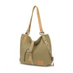 E6850 – Kono Canvas Hobo Slouch Shoulder Bag and Backpack – Khaki