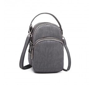 E6901 - Kono Compact Multi Compartment Cross Body Bag - Grey