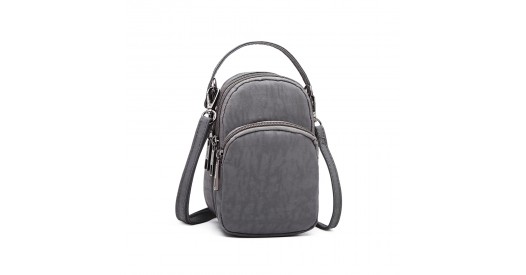 E6901 - Kono Compact Multi Compartment Cross Body Bag - Grey