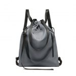 E6912 – Kono Nylon Multi Way Drawstring Backpack Shoulder Bag – Grey