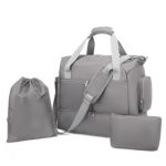 EA2348 – Kono Waterproof Multi-Pocket Travel Duffel Bag Set With Dedicated Shoe Compartment – Grey